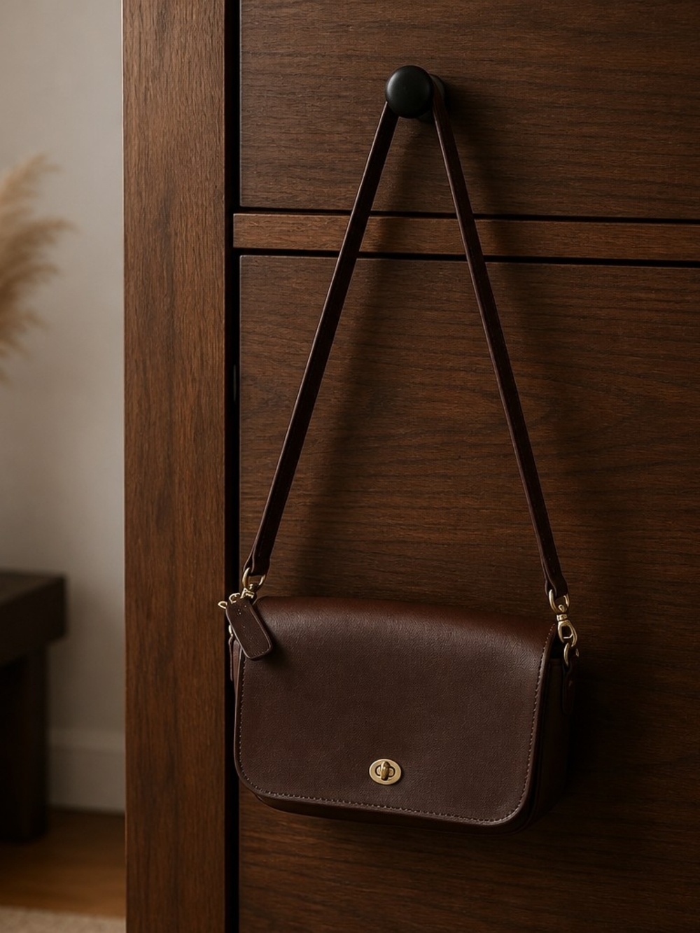 VINTAGE Coach Brown Leather Turnlock Shoulder Bag with Gold Hardware - Picture 2 of 9